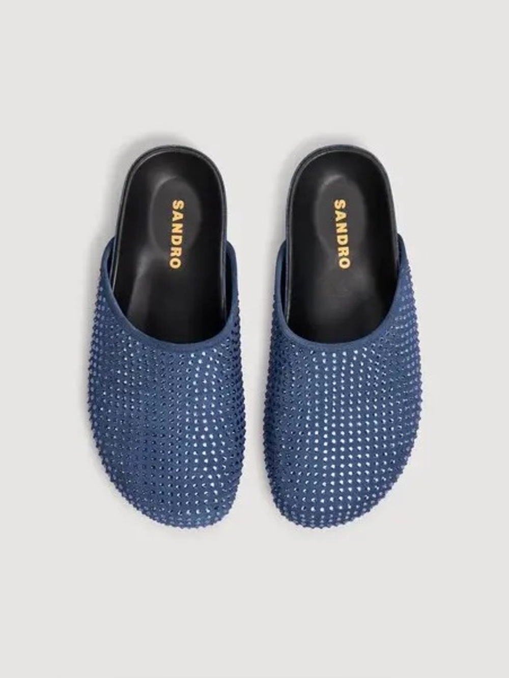 Sandro Navy Crystal-Studded Elypsee Slip-On Mules
